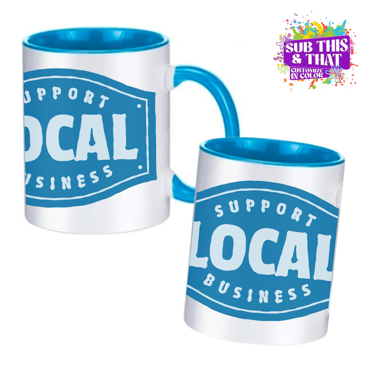 11oz Sublimation Ceramic Mug with Colored Rim & Handle