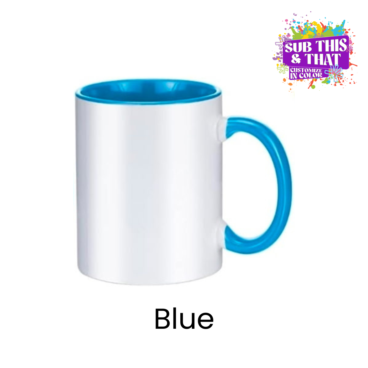 11oz Sublimation Ceramic Mug with Colored Rim & Handle
