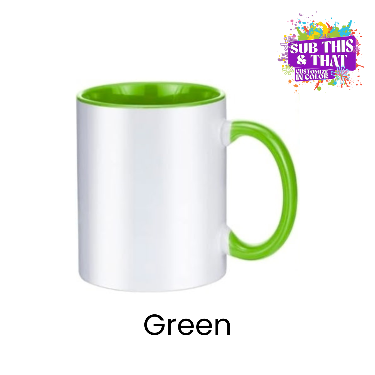 11oz Sublimation Ceramic Mug with Colored Rim & Handle