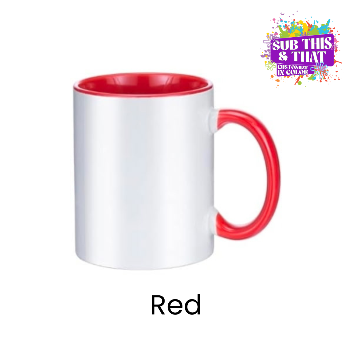11oz Sublimation Ceramic Mug with Colored Rim & Handle