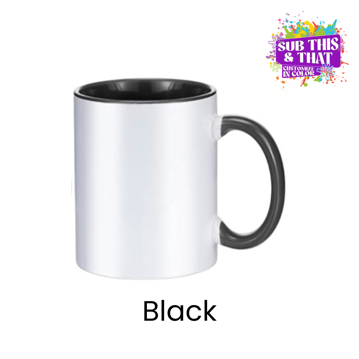 11oz Sublimation Ceramic Mug with Colored Rim & Handle