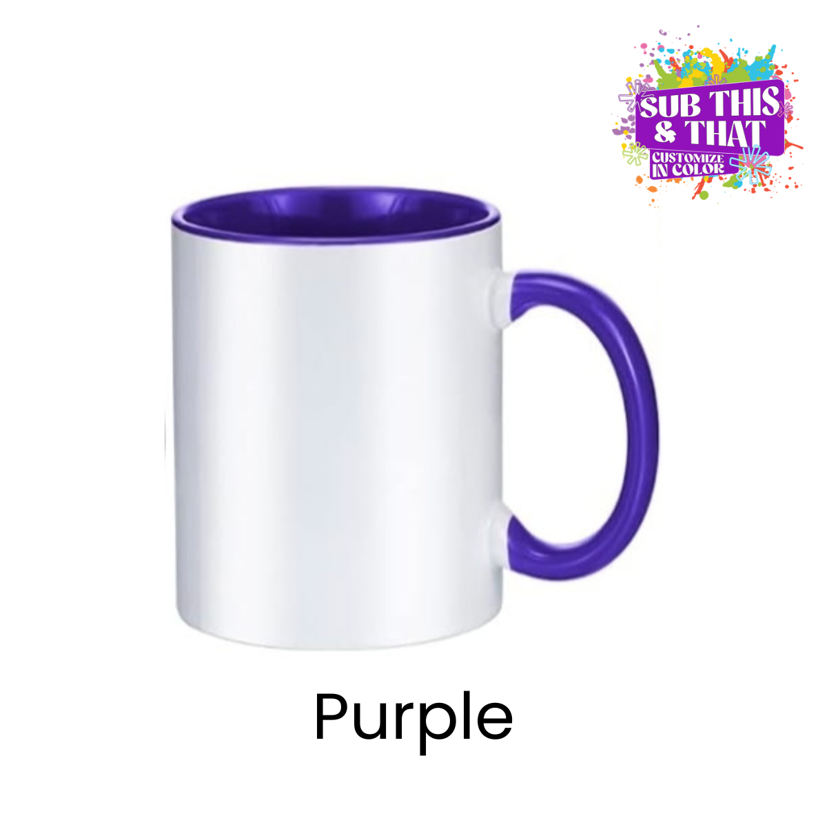 11oz Sublimation Ceramic Mug with Colored Rim & Handle