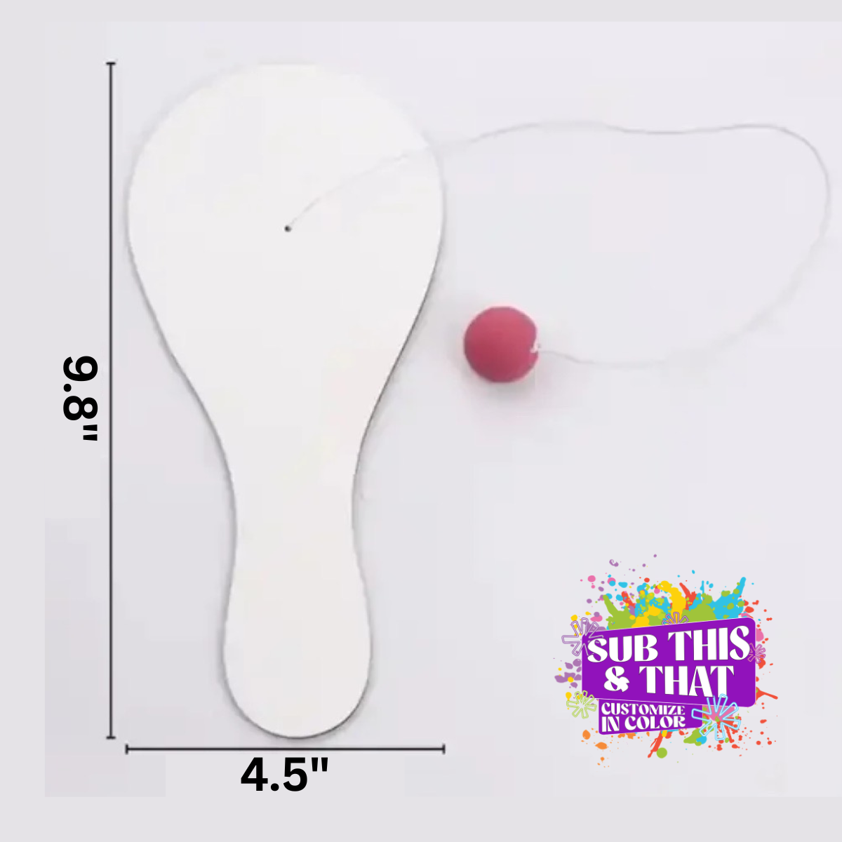 Double-Sided Sublimation MDF Paddle Ball Game Blank