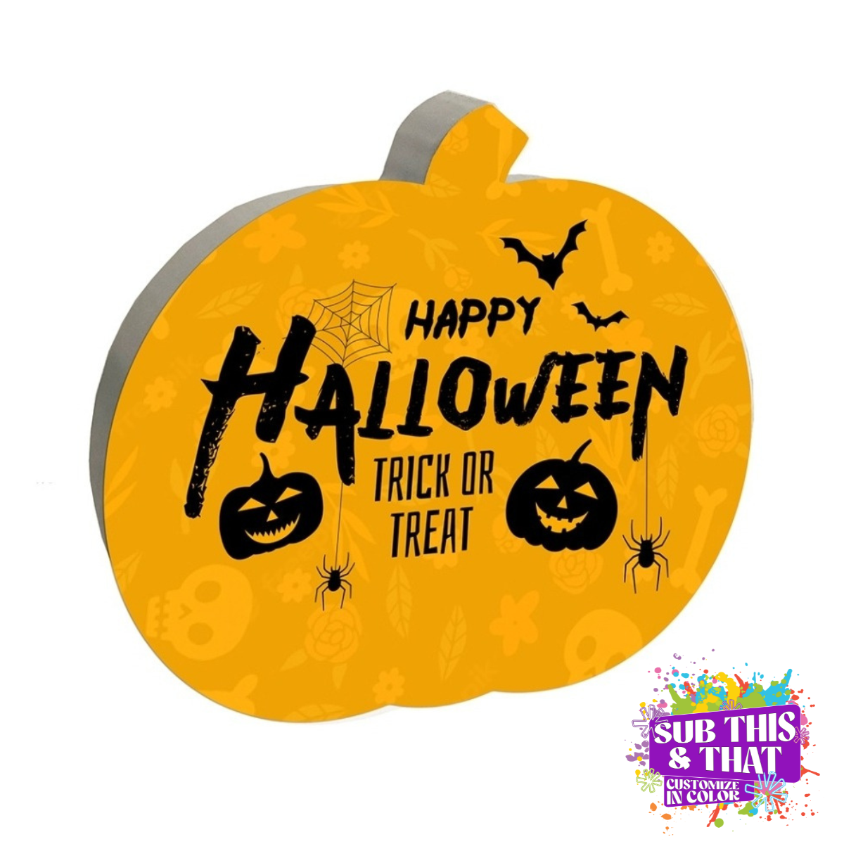 Sublimation Pumpkin White Wood Decor Block