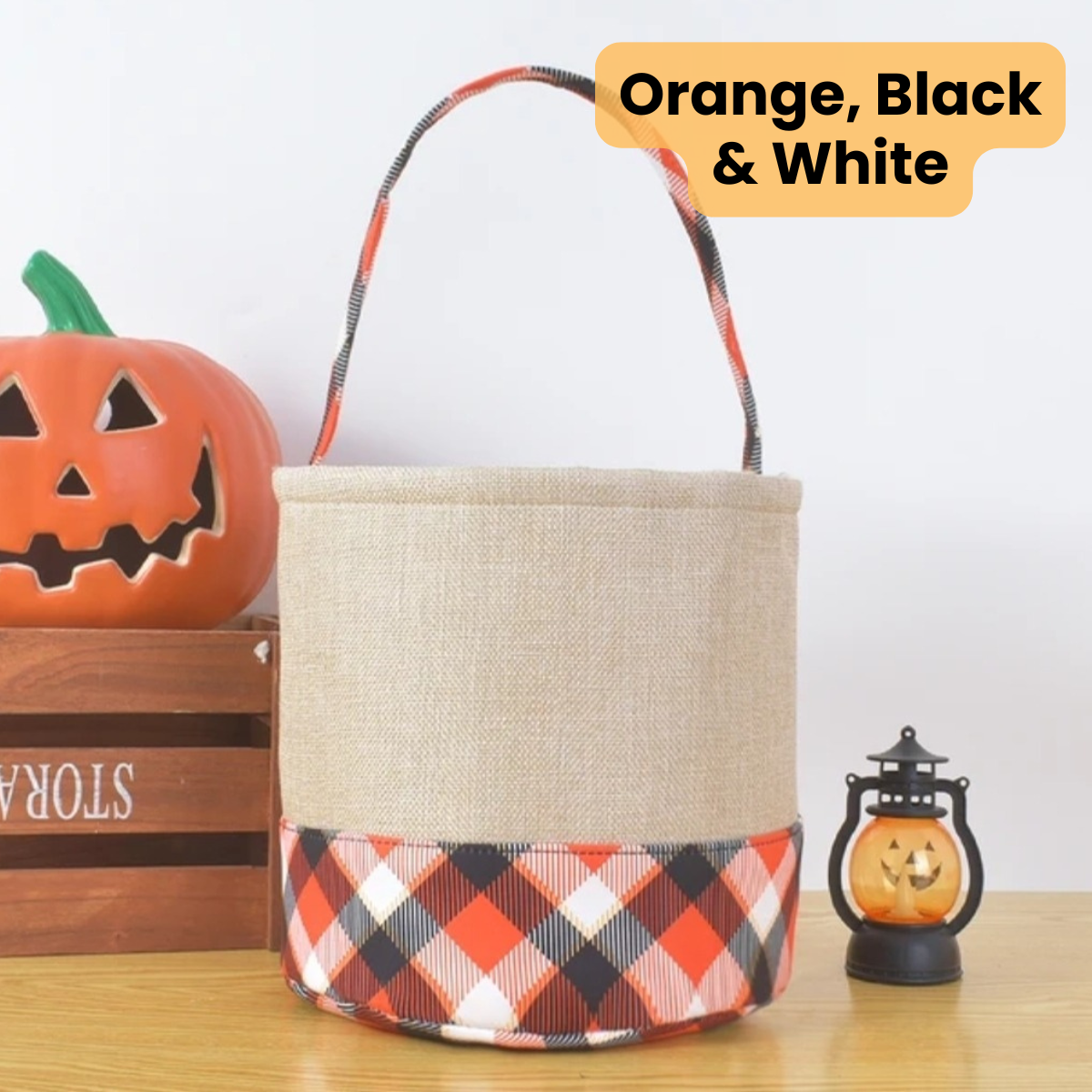 NON-SUBLIMATION Plaid Halloween Basket