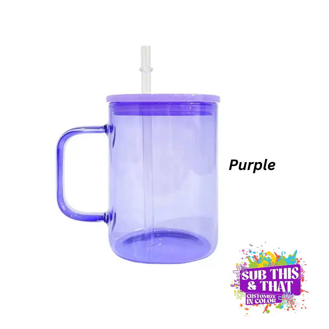 17oz Sublimation Colored Glass Mug with Handle