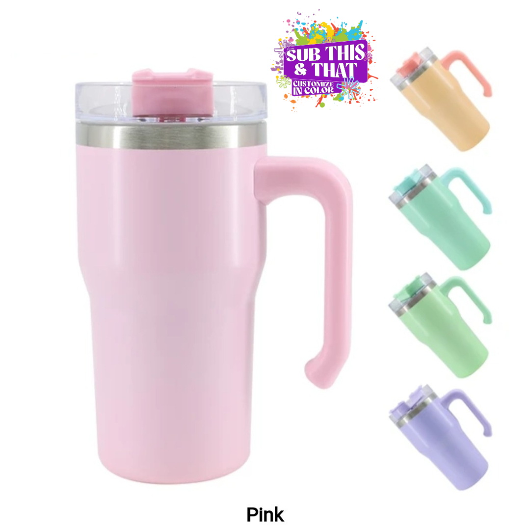 20 oz Pastel Stainless Steel Tumbler with Handle