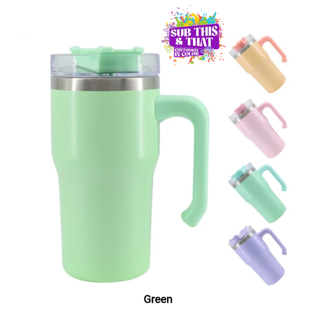 20 oz Pastel Stainless Steel Tumbler with Handle