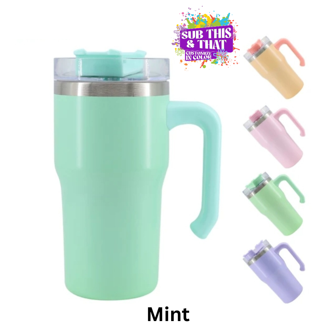 20 oz Pastel Stainless Steel Tumbler with Handle