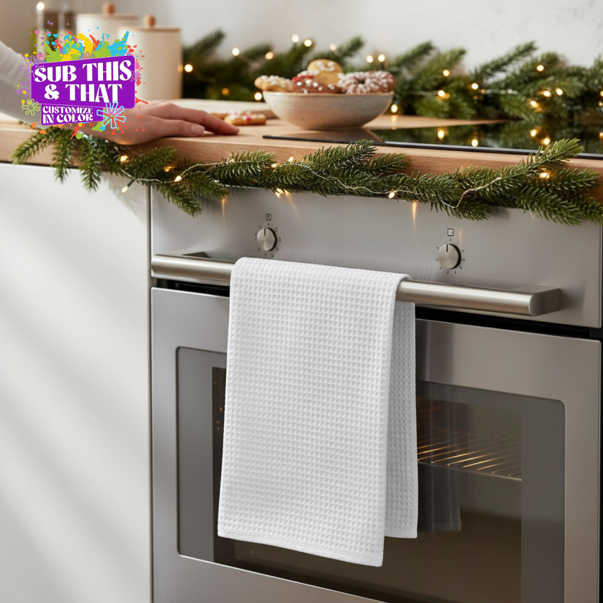 16 x 24 Sublimation Waffle Weave Kitchen Towel Blank | White Polyester Tea Towel | Sublimation Ready Dish Towel