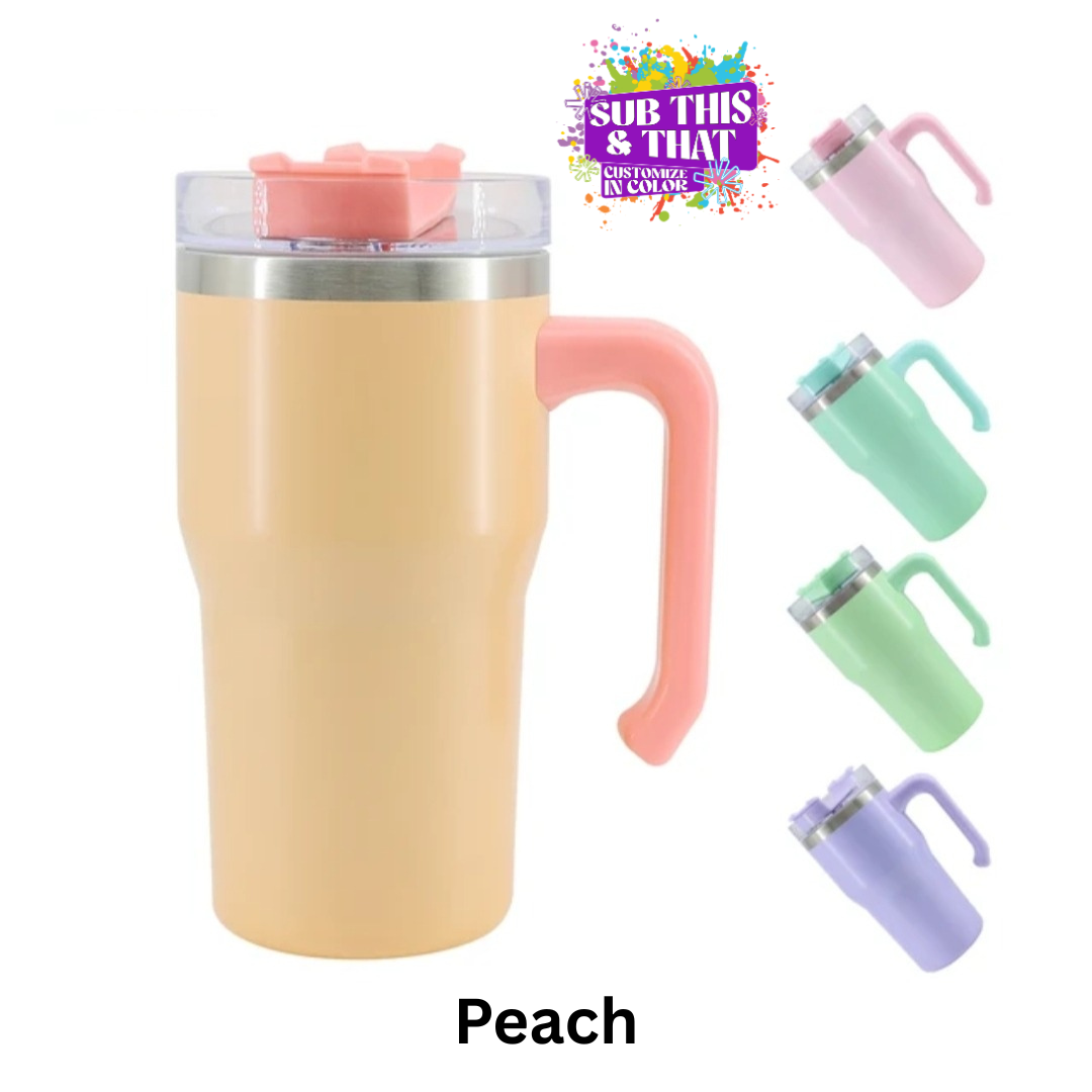 20 oz Pastel Stainless Steel Tumbler with Handle