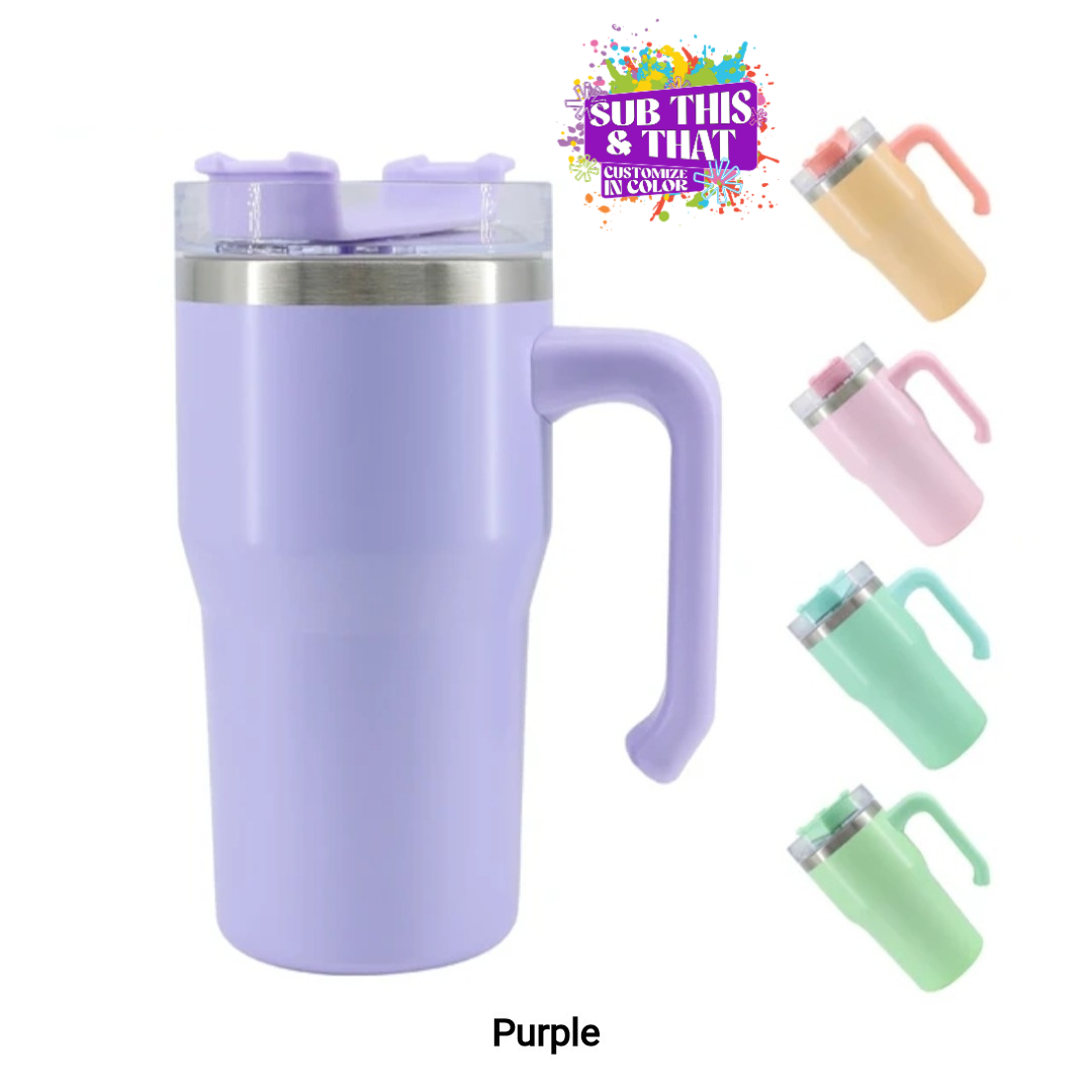 20 oz Pastel Stainless Steel Tumbler with Handle