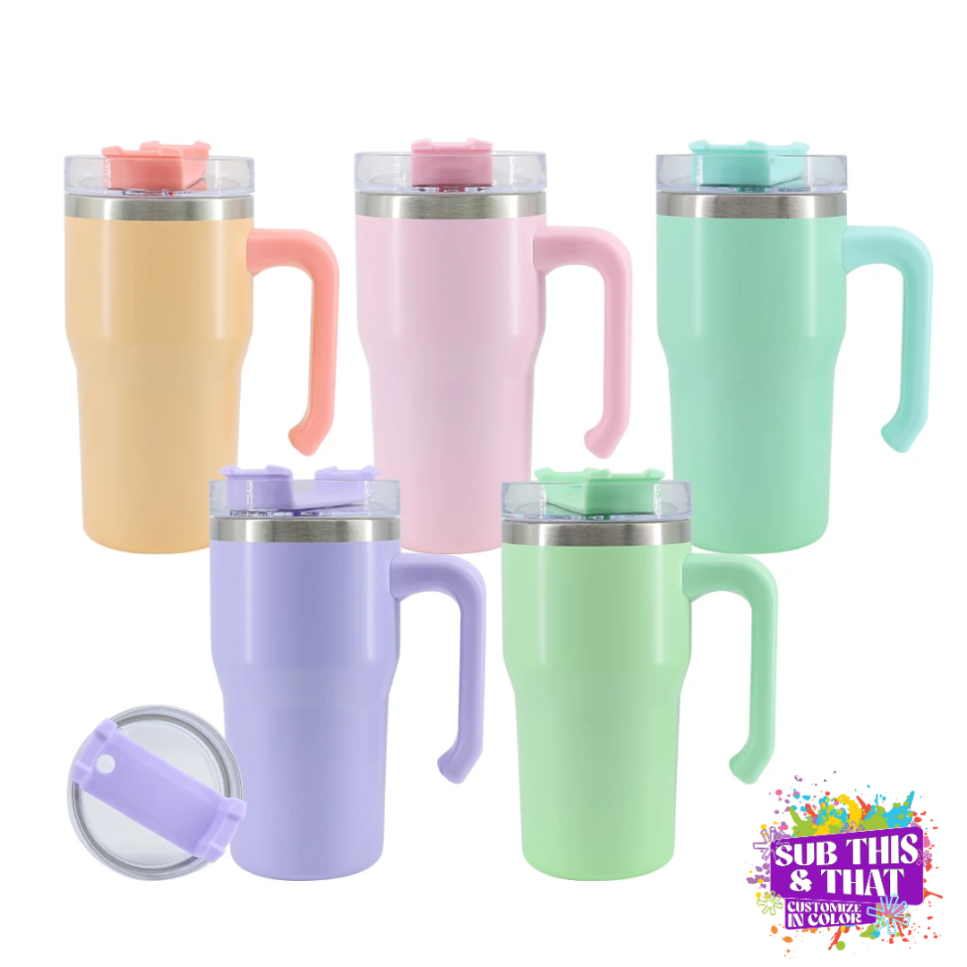 20 oz Pastel Stainless Steel Tumbler with Handle