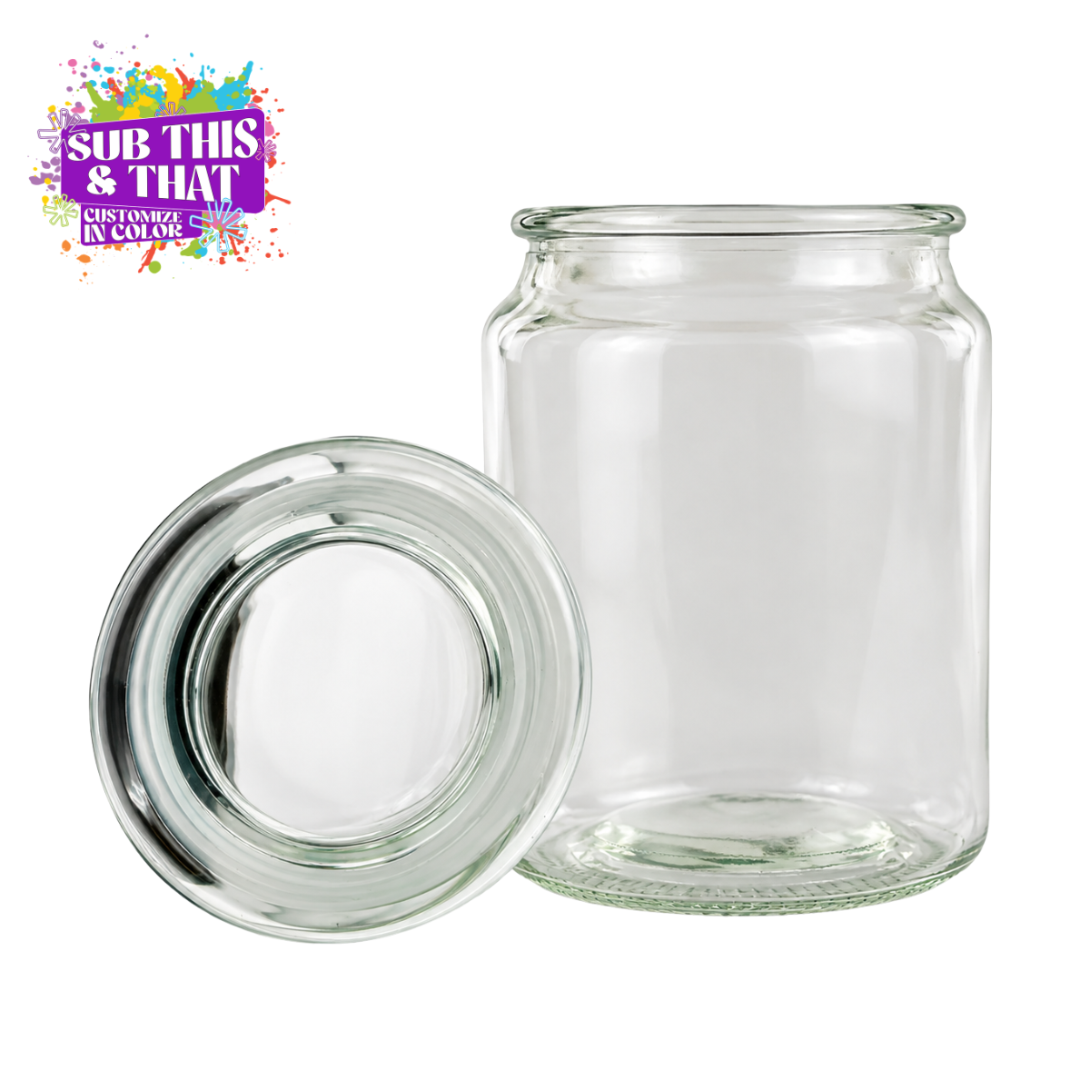 750ml Sublimation Ready Glass Jar with Glass Lid