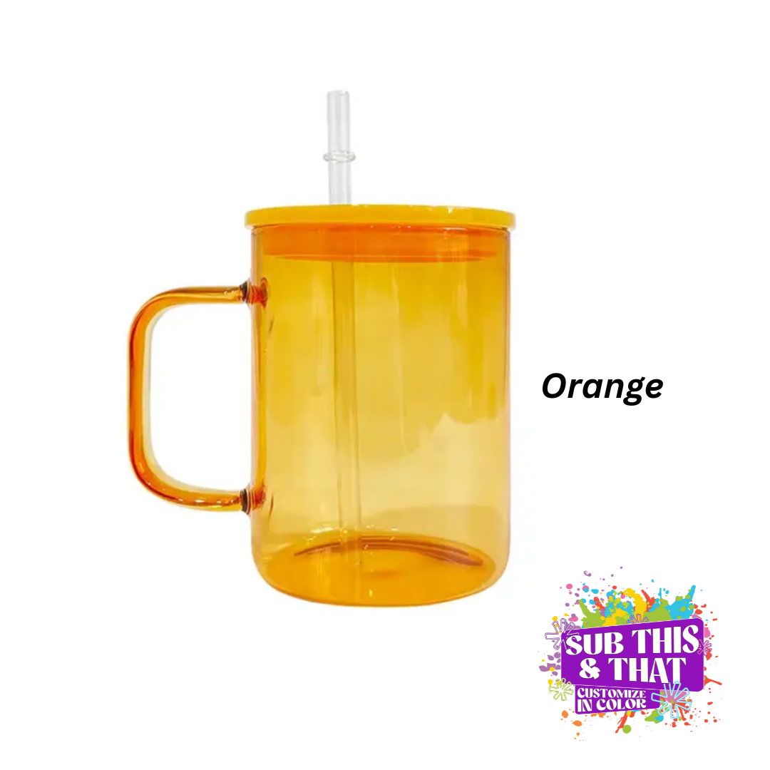 17oz Sublimation Colored Glass Mug with Handle