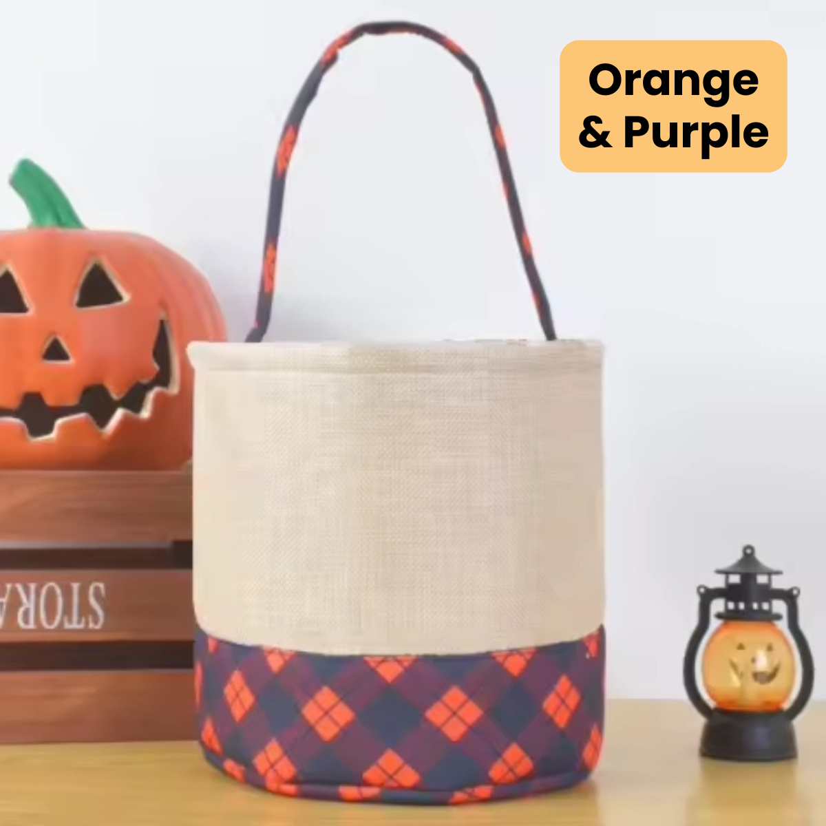 NON-SUBLIMATION Plaid Halloween Basket