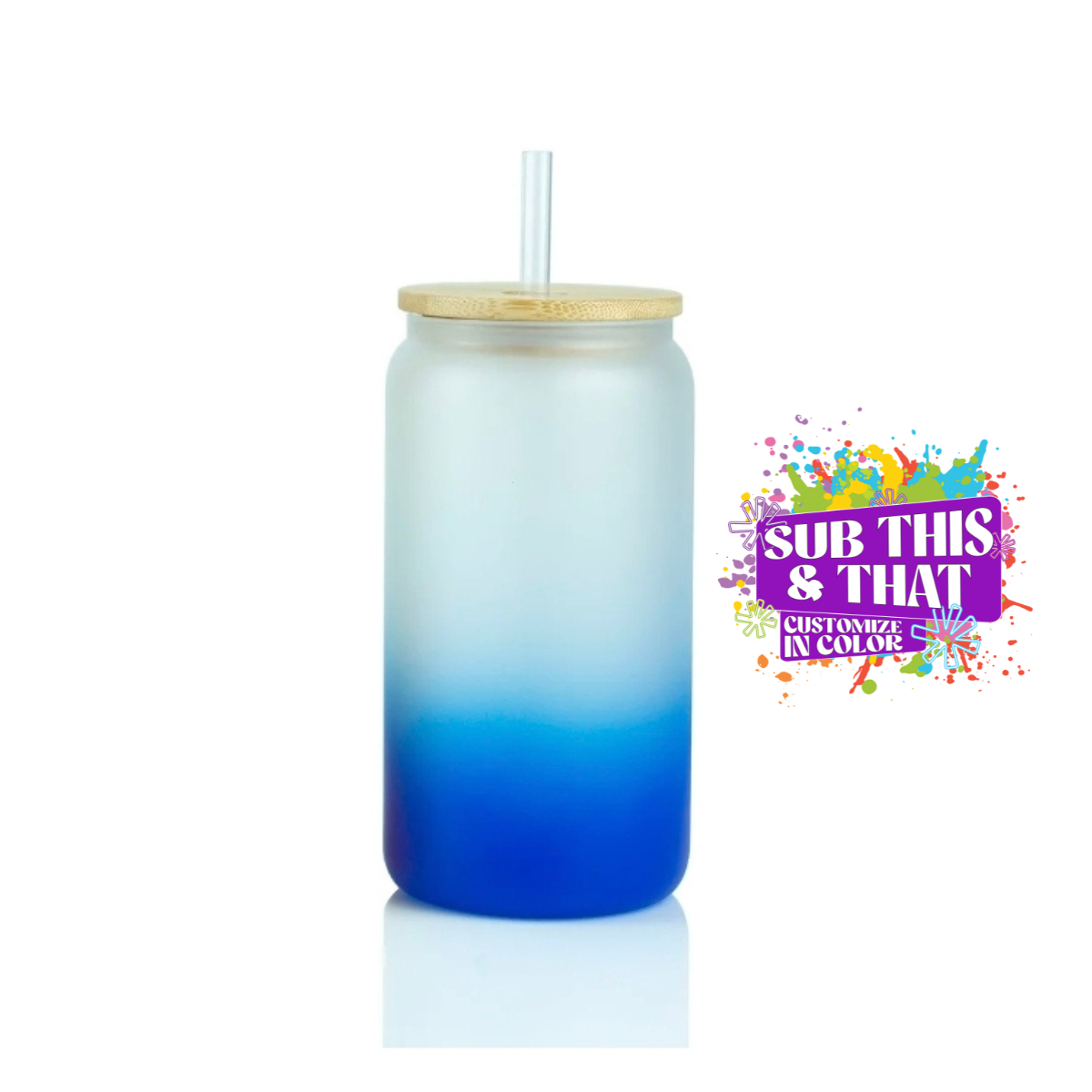 16oz Sublimation Gradient Glass Can Tumbler (Bamboo Lid + Straw)