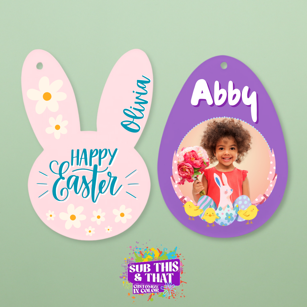 Acrylic Sublimation Easter Egg or Egg Basket Tag