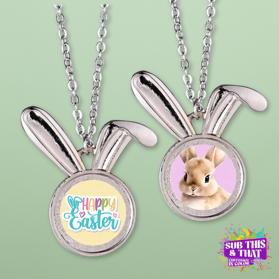 Sublimation Bunny Necklace With Gift Bag