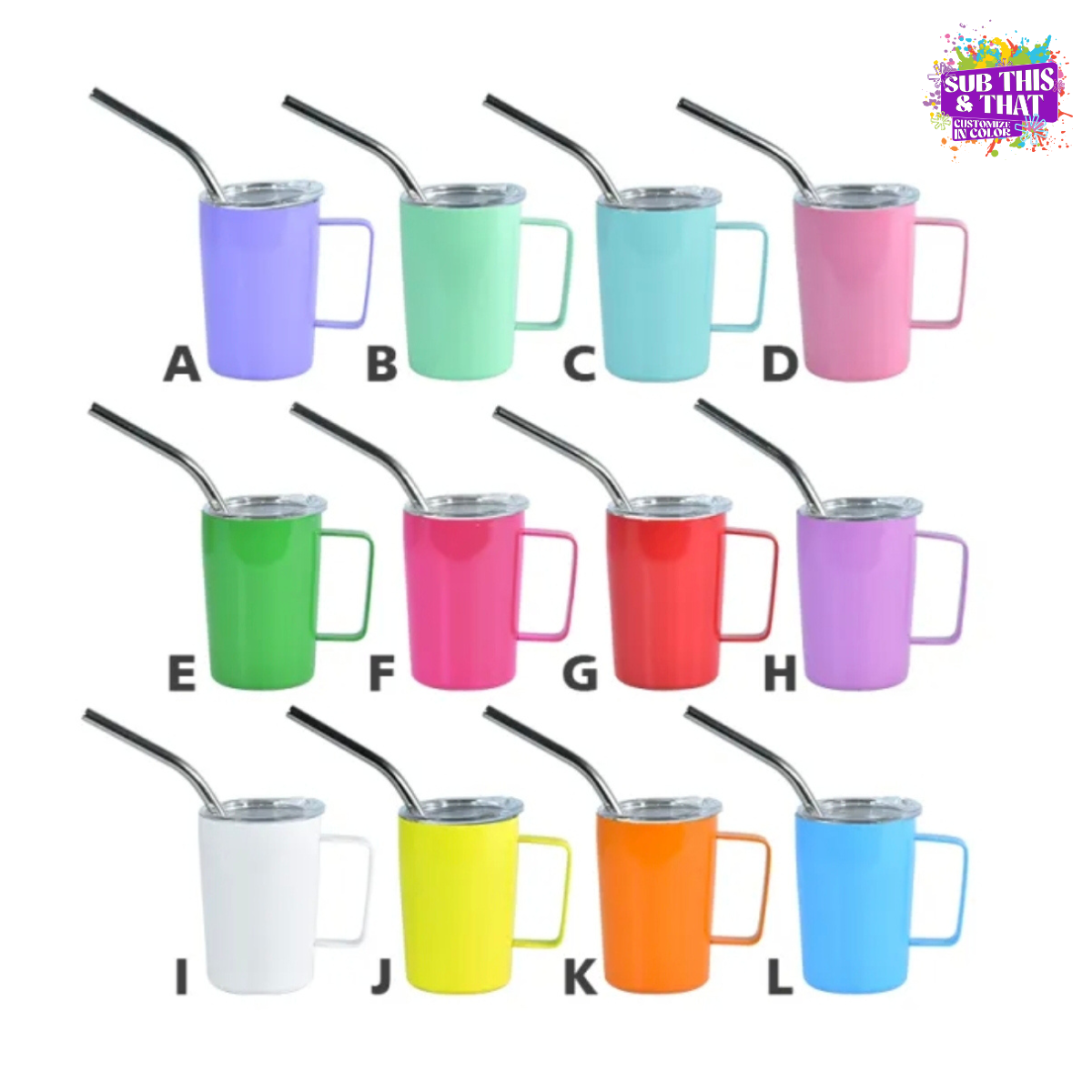 3oz Mini Sublimation Shot Glass with Handle (Includes Lid + Straw)