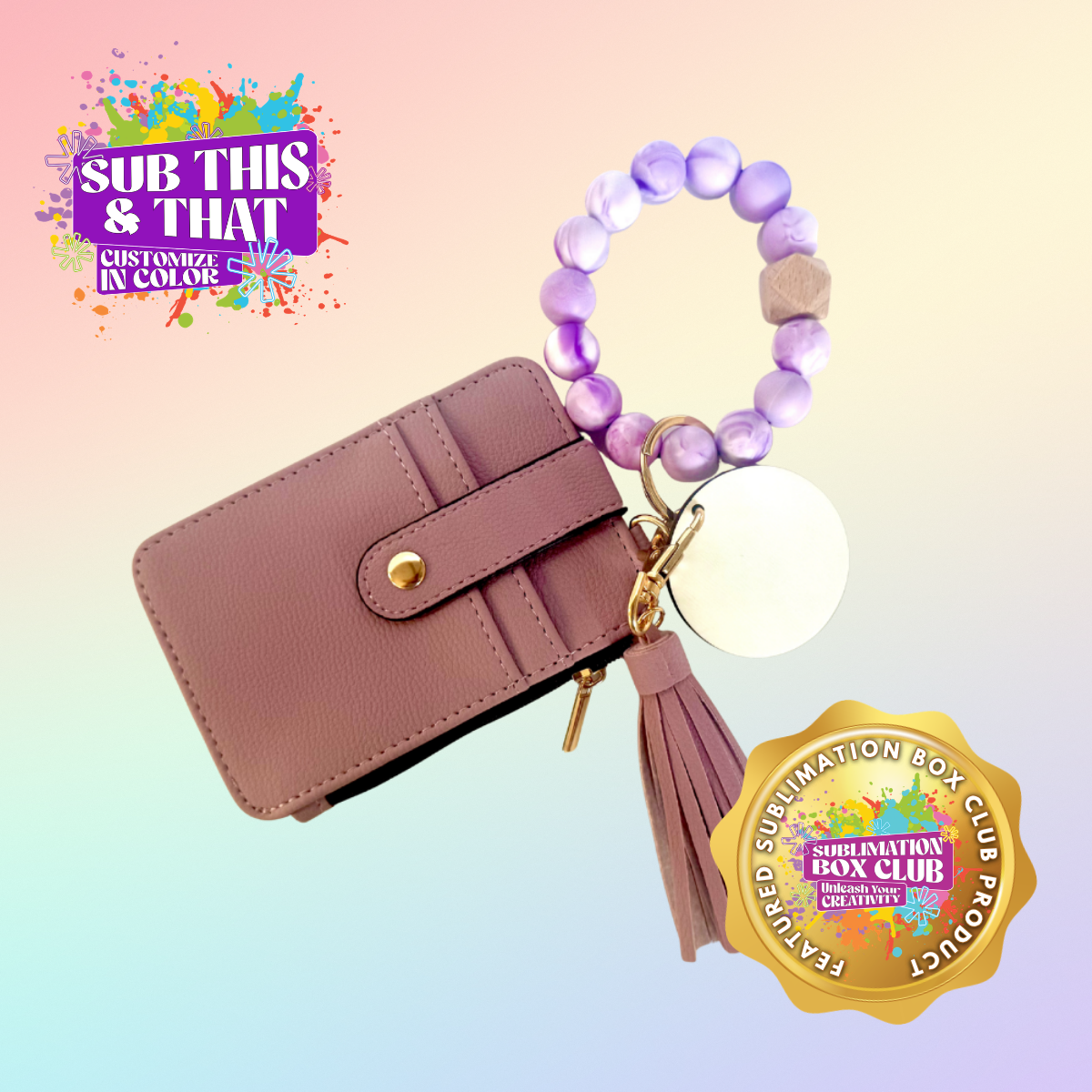 Sublimation Wristlet Keychain Wallet & Card Holder Set