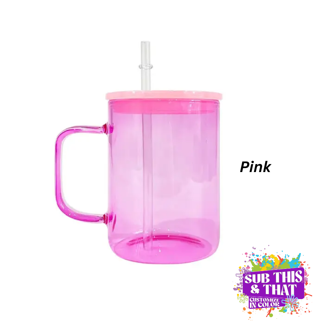 17oz Sublimation Colored Glass Mug with Handle