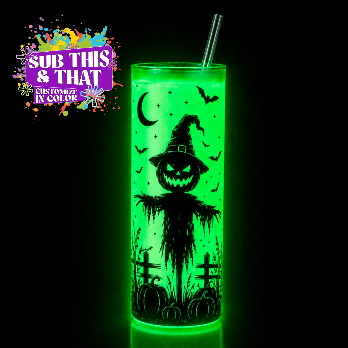 20oz Sublimation Blank Glow Glass Skinny Tumbler
