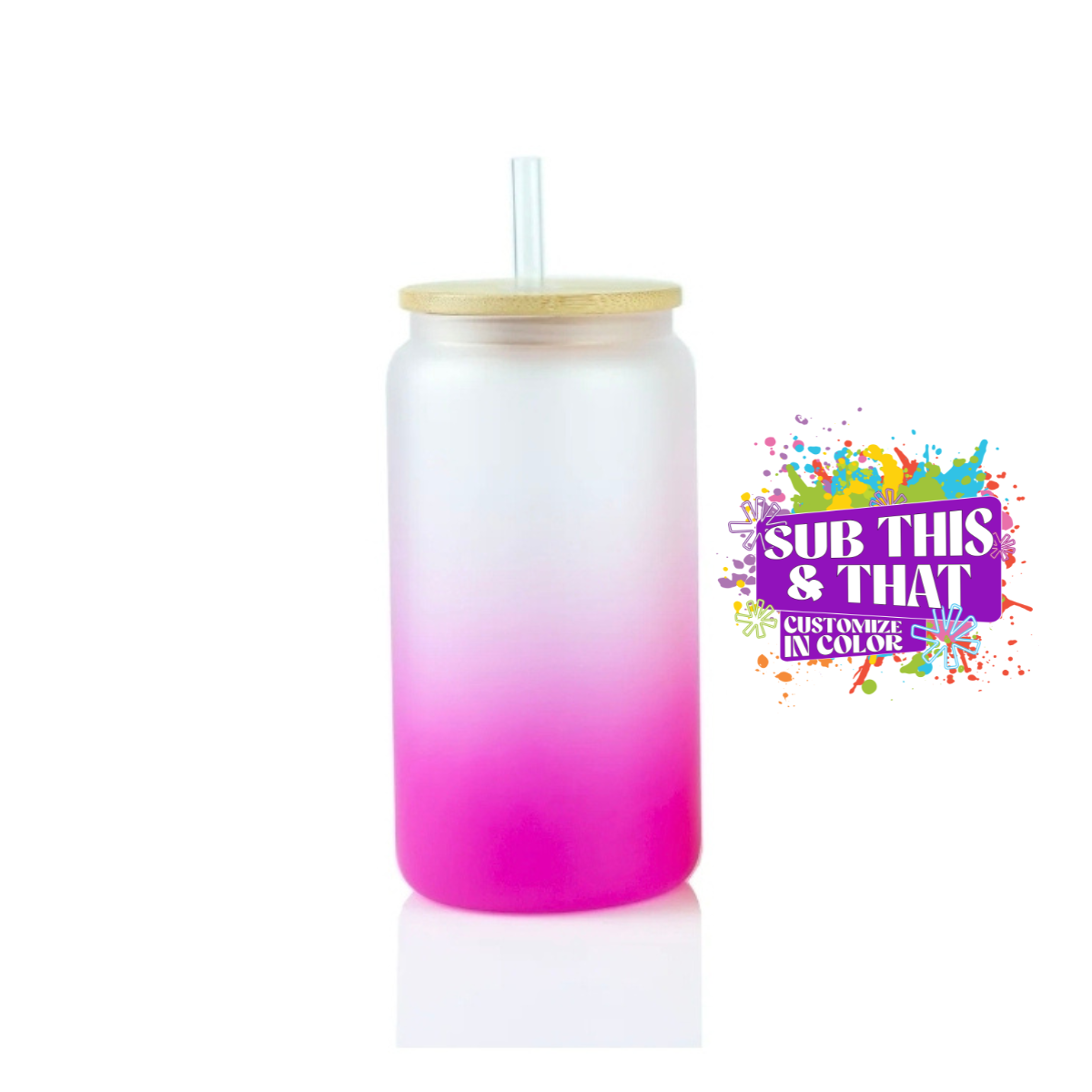 16oz Sublimation Gradient Glass Can Tumbler (Bamboo Lid + Straw)