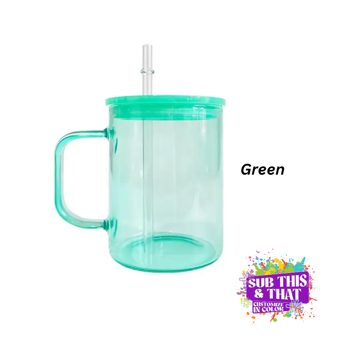 17oz Sublimation Colored Glass Mug with Handle