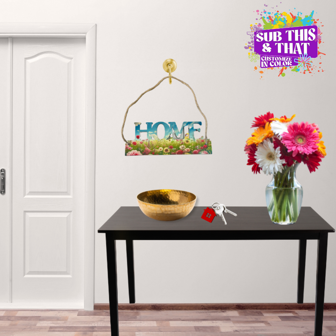 Sublimation "Home" MDF Key Holder Sign – 5 Hooks & Hanging String