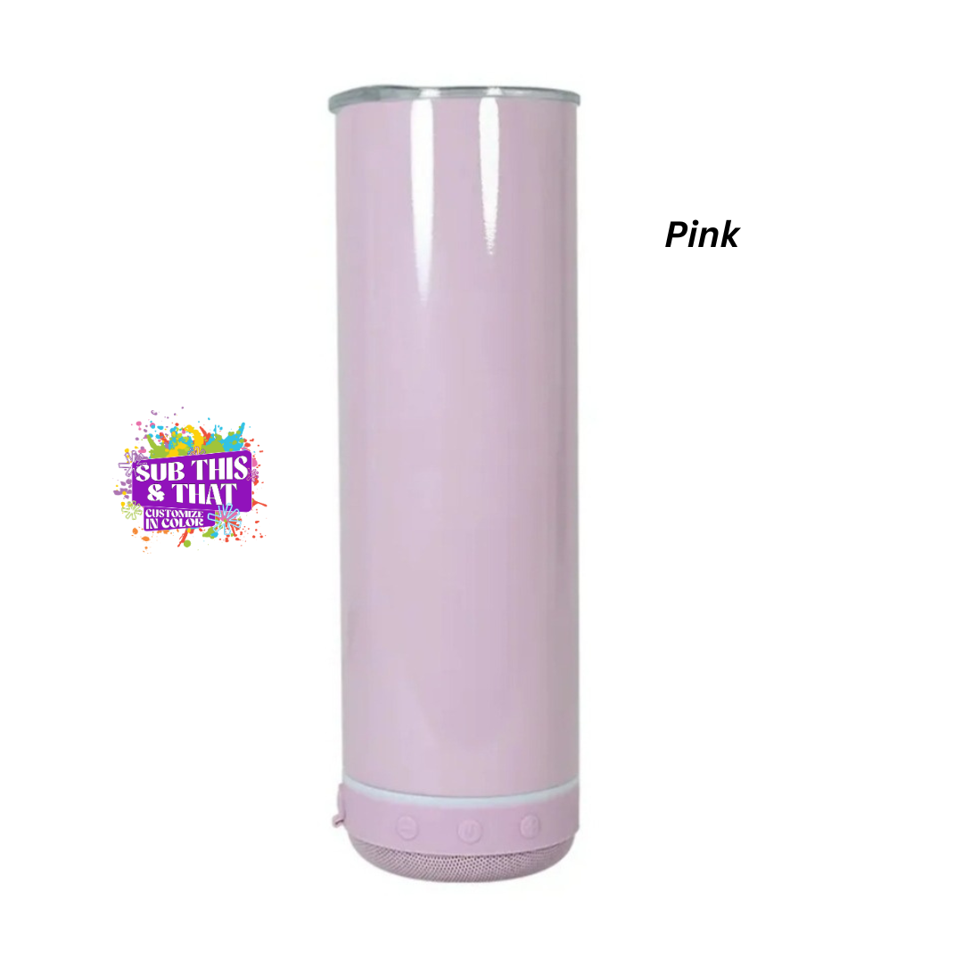 20oz Sublimation Pastel Bluetooth Music Speaker Tumbler