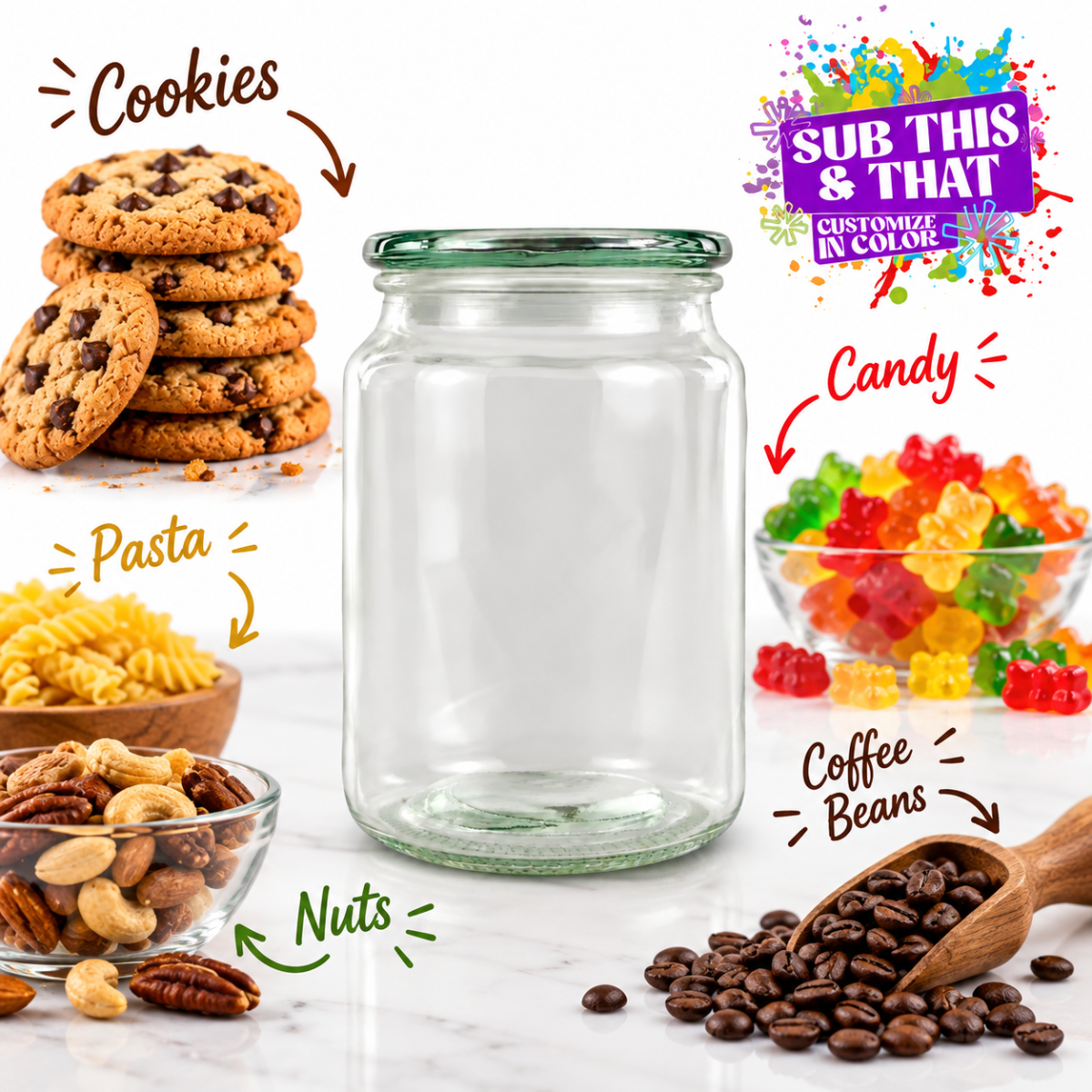 750ml Sublimation Ready Glass Jar with Glass Lid
