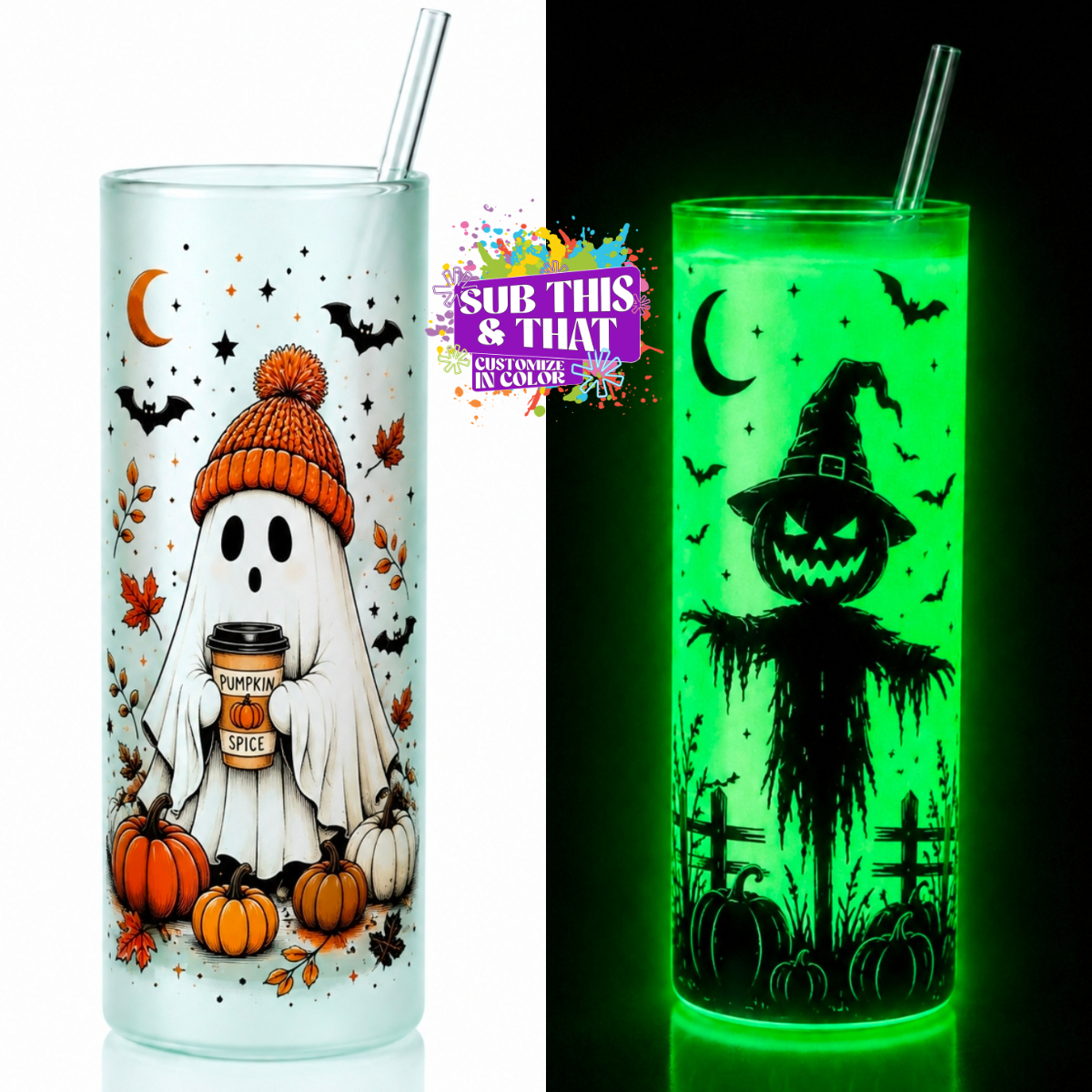 20oz Sublimation Blank Glow Glass Skinny Tumbler