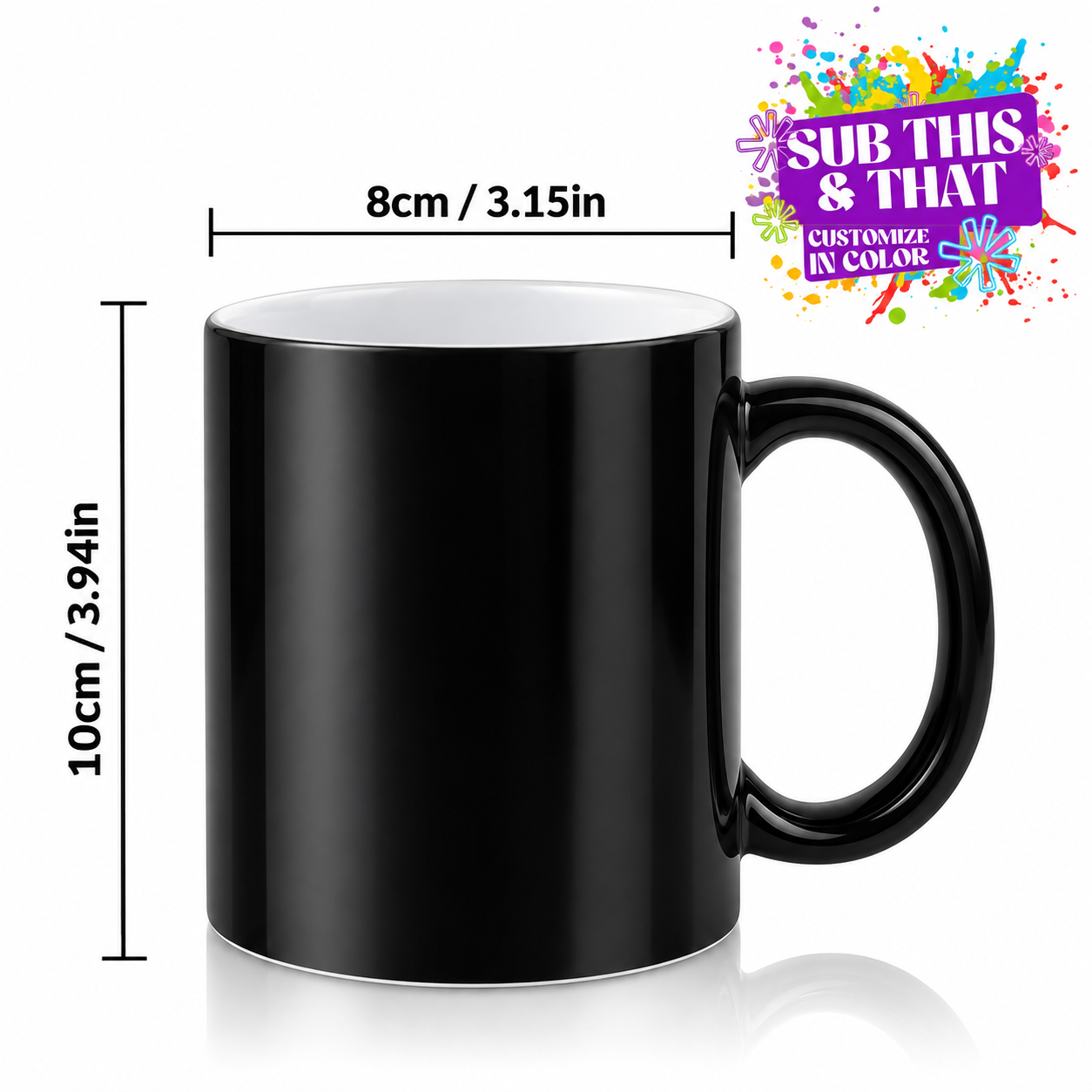 11oz Black Color Changing Sublimation Mug