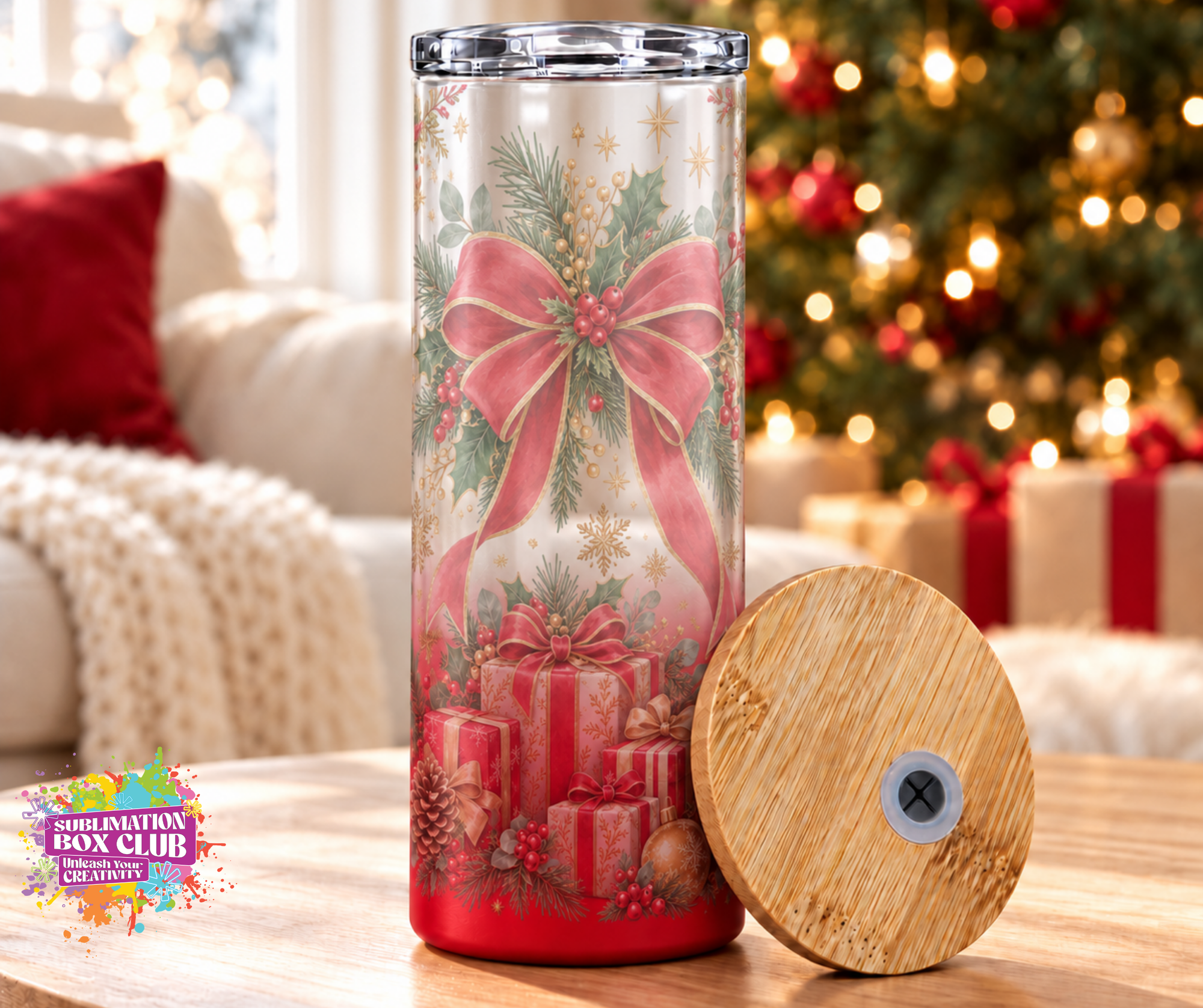 20oz Frosted Glass Sublimation Red Ombre Skinny Tumbler
