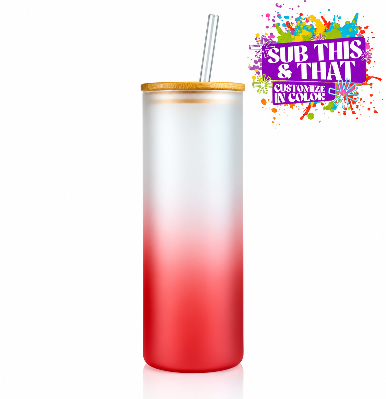 20oz Frosted Glass Sublimation Red Ombre Skinny Tumbler