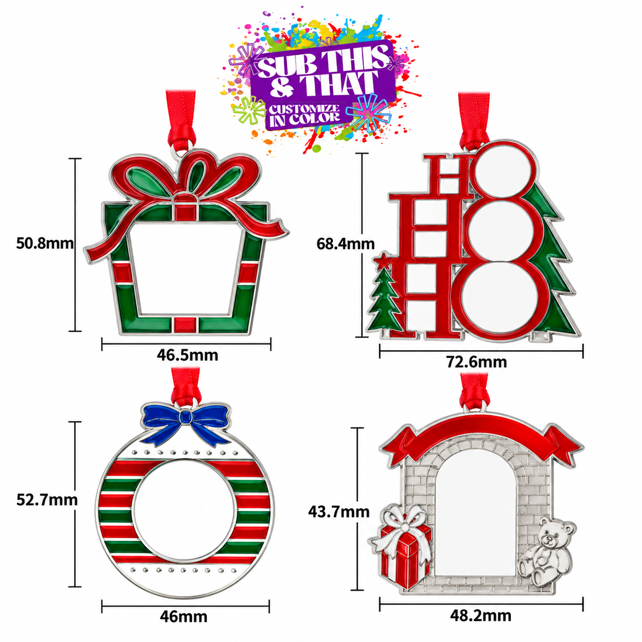 Metal Sublimation Christmas Ornament Blanks With Metal Incert