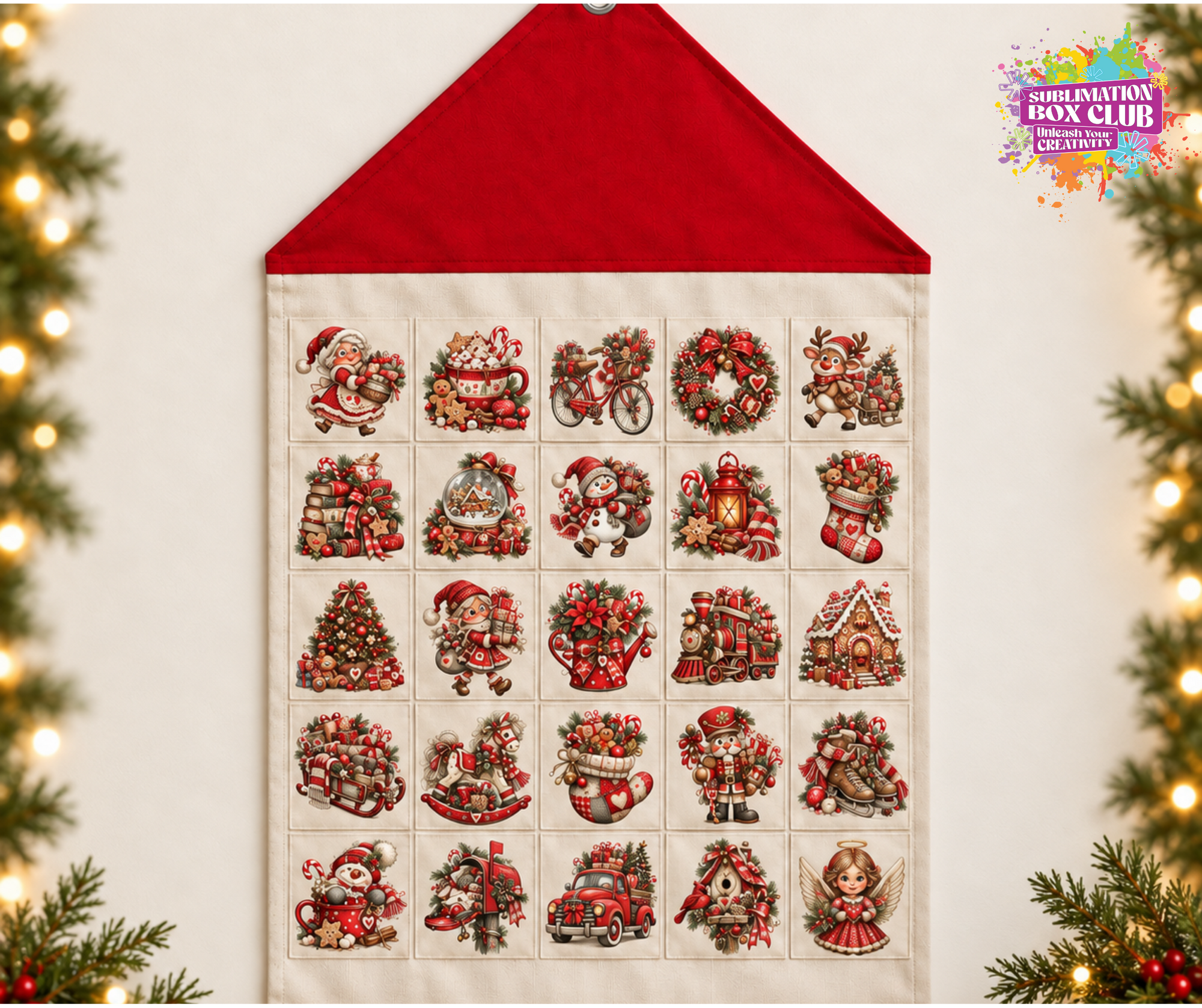 25 Pocket Christmas Advent Calendar Sublimation Blank – Polyester