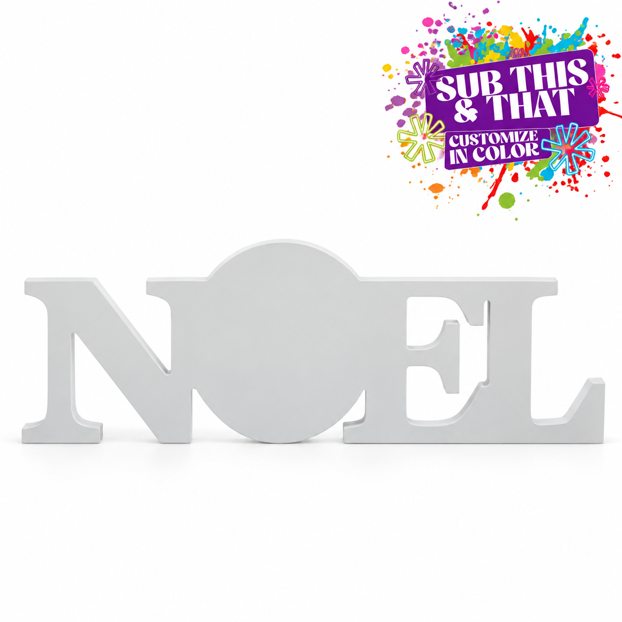 Wooden NOEL Christmas Sign with Metal Sublimation Insert
