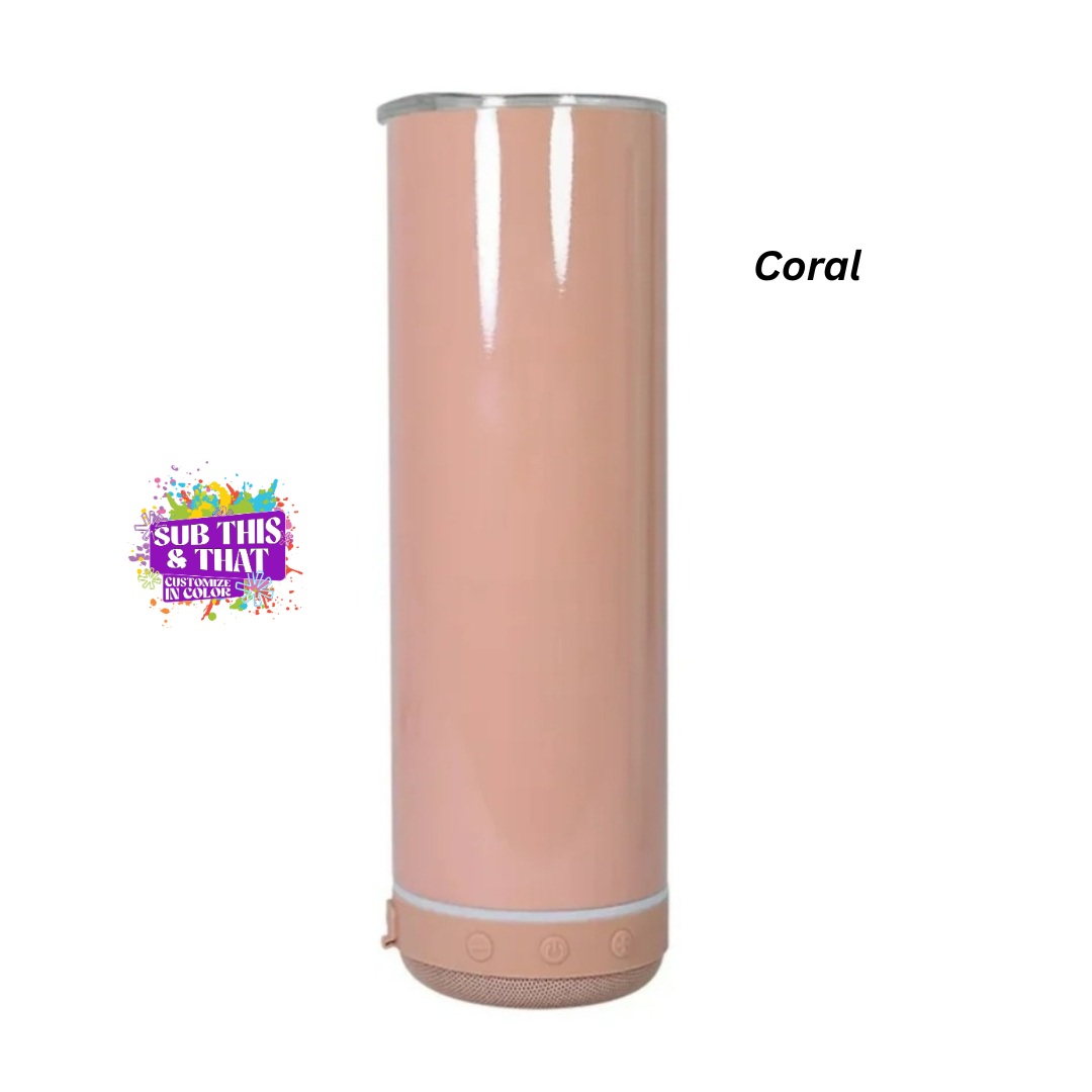 20oz Sublimation Pastel Bluetooth Music Speaker Tumbler