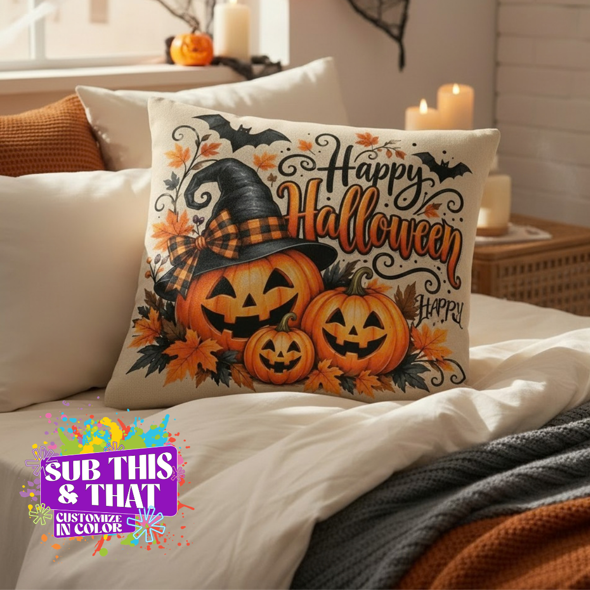 15" x 15" Beige Sublimation Polyester Pillow Cover