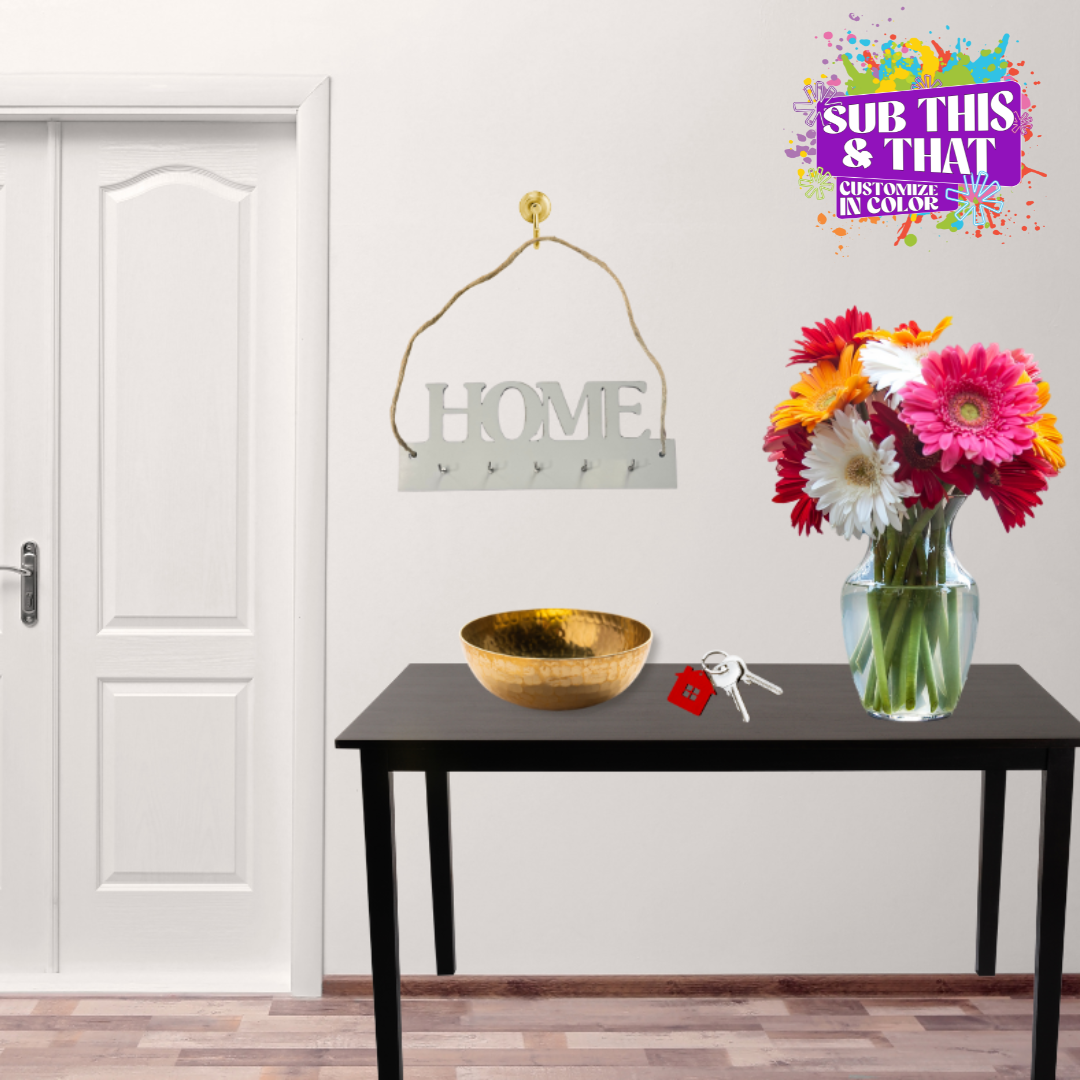 Sublimation "Home" MDF Key Holder Sign – 5 Hooks & Hanging String
