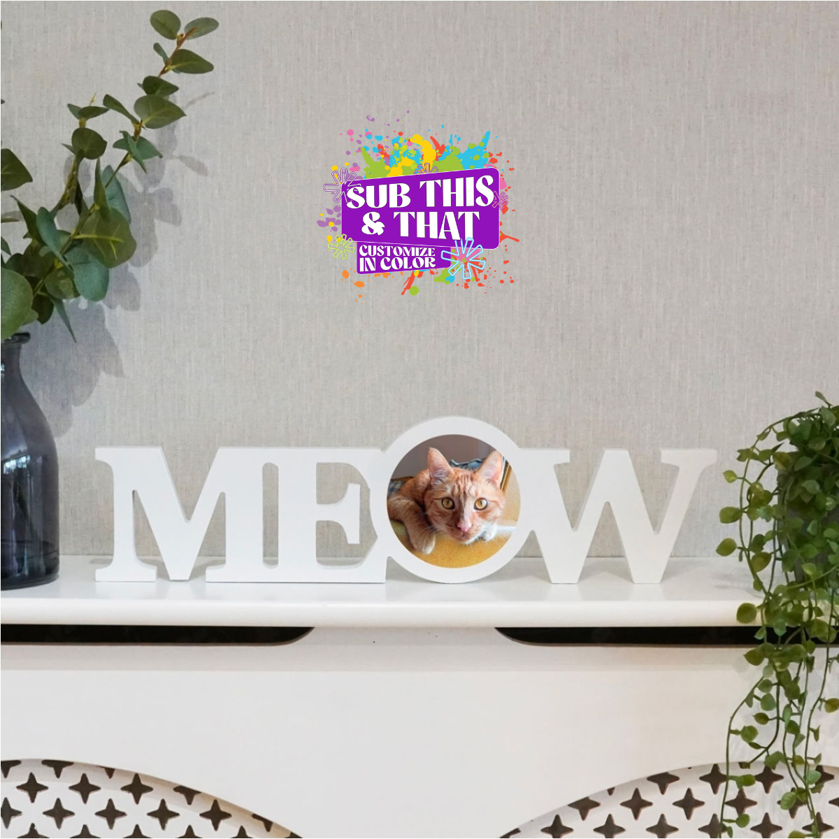 Sublimation Meow Wood Photo Panel Block with Metal Insert
