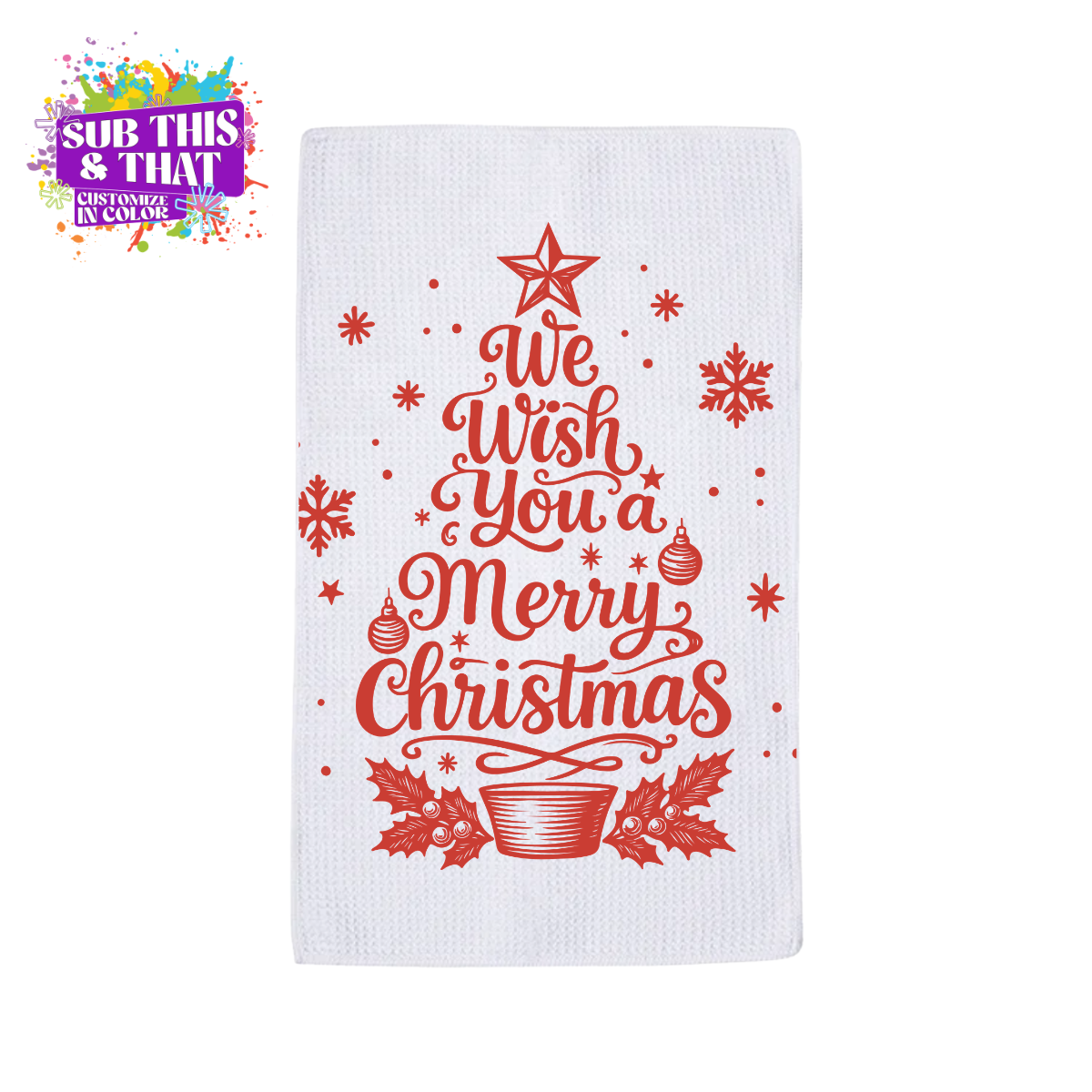 16 x 24 Sublimation Waffle Weave Kitchen Towel Blank | White Polyester Tea Towel | Sublimation Ready Dish Towel