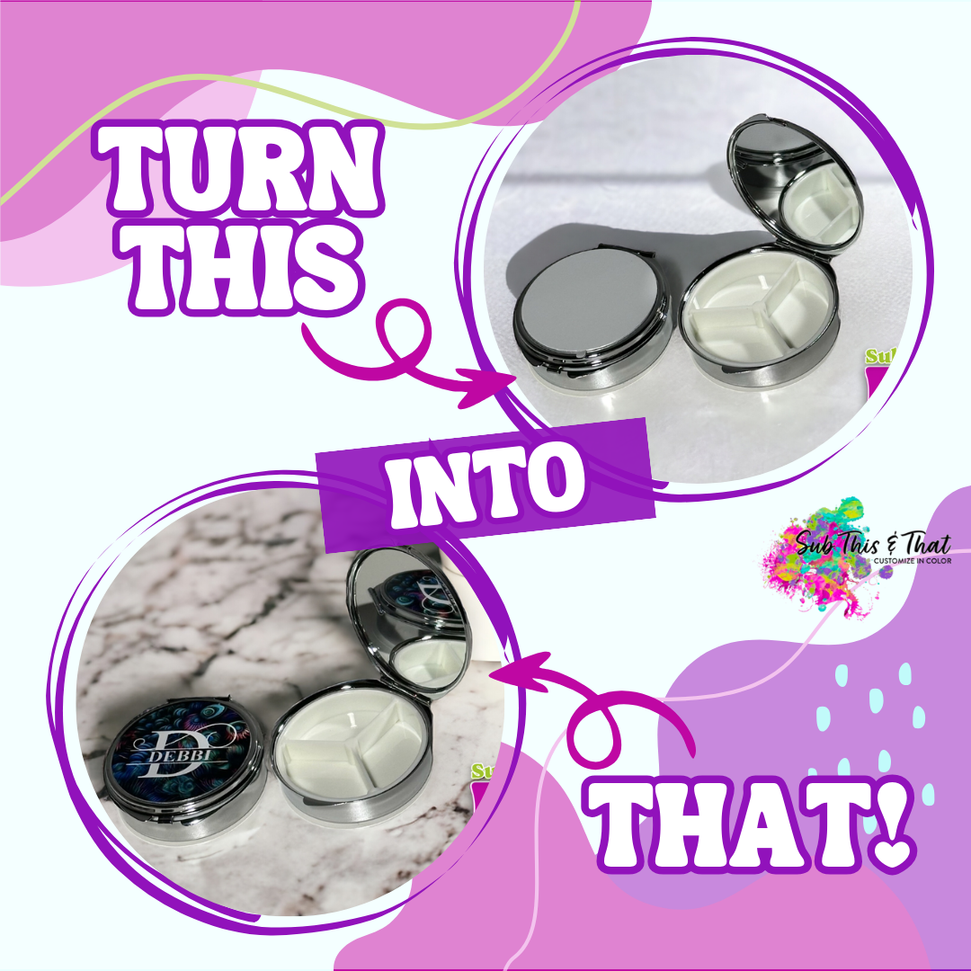 Cosmetic Sublimation Compact Pill Holder