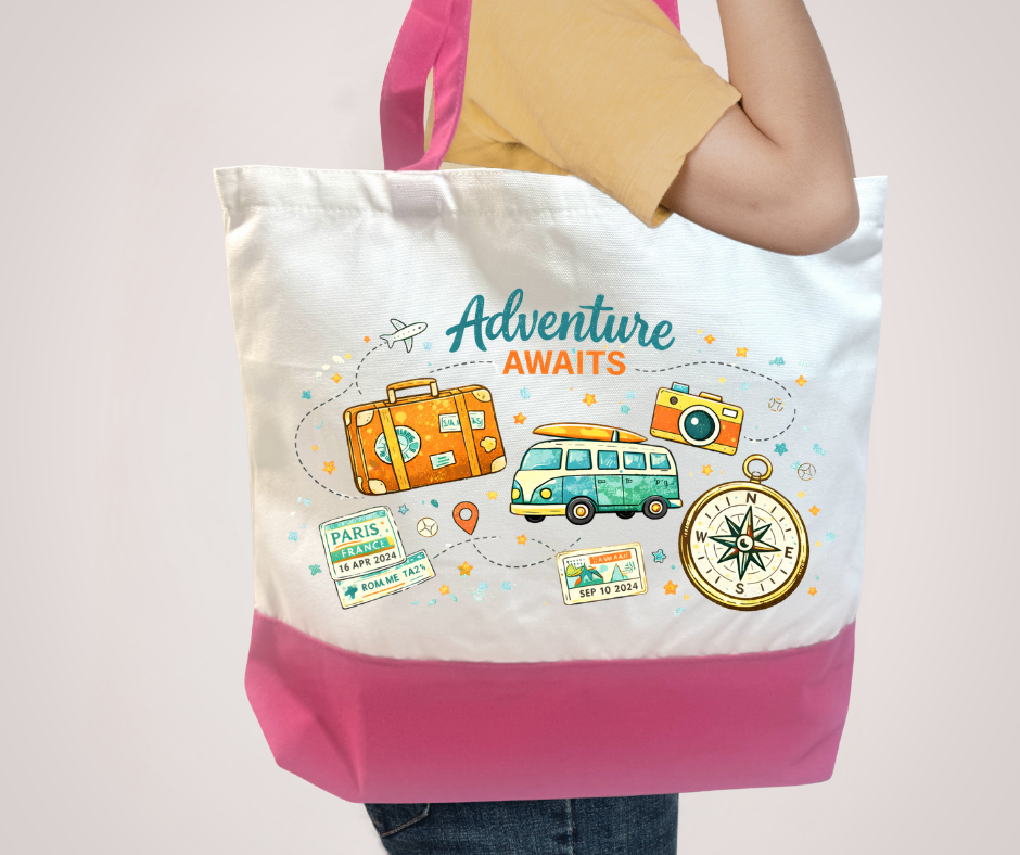 2 Pc Sublimation Color Block Tote with Pouch