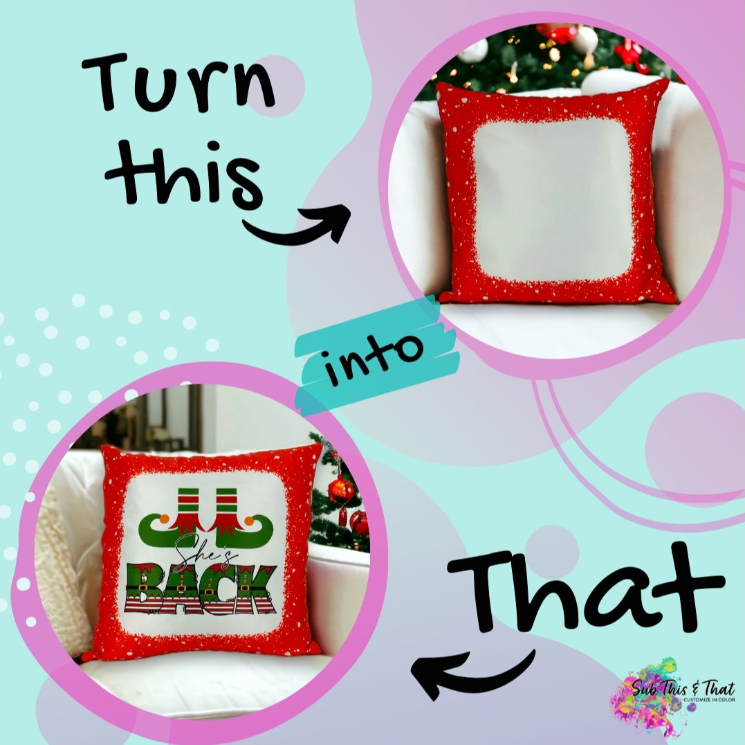 Sublimation Bleach Soft Polyester Pillow Cover Red & Green