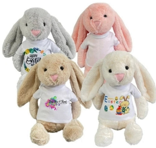 13" Easter Bunny Plush with Blank Sublimation Ready T-shirt