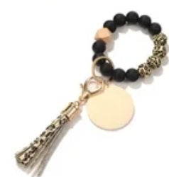 Sublimation Silicone Bead Bracelet / Keychain With Tassel &amp; Gift Bag