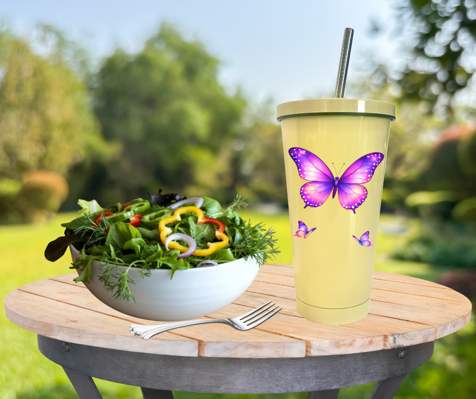 15oz Pastel Stainless Steel Sublimation Tumbler with Metal Straw